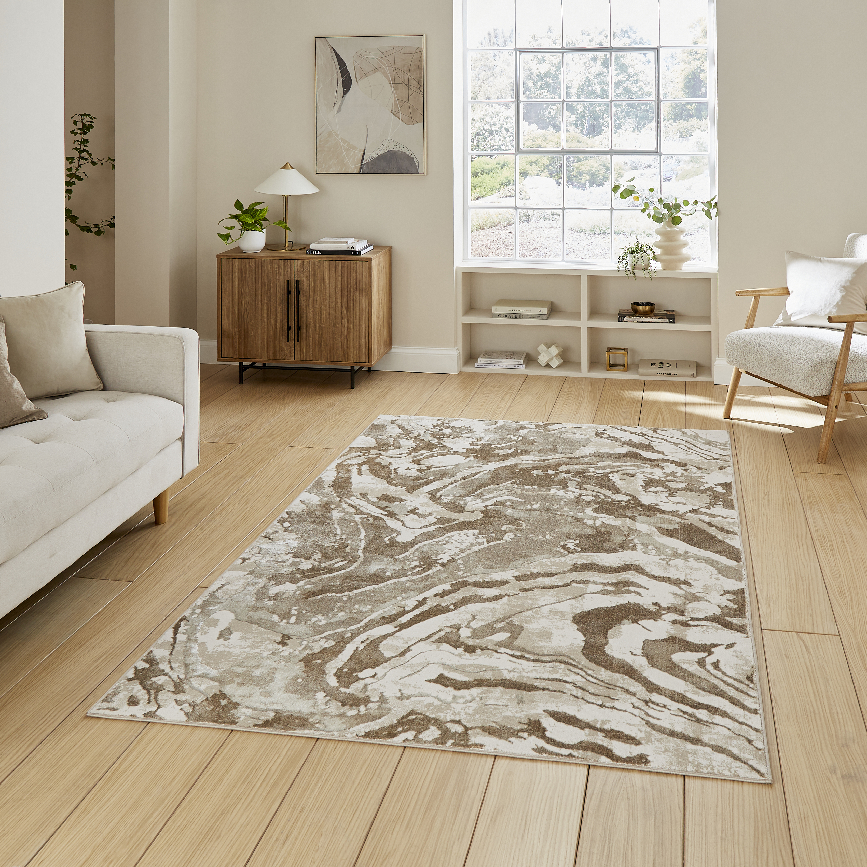 Tidal Tl982 Modern Abstract Marble Rugs In Beige