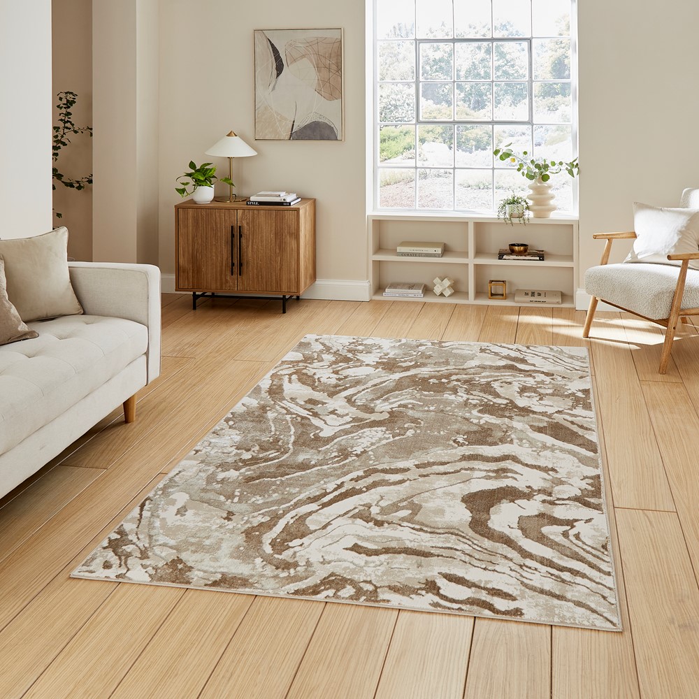 Tidal TL982 Modern Abstract Marble Rugs in Beige