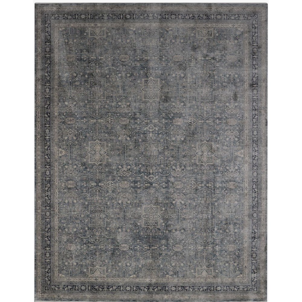 Heritage Tabriz Traditional Distressed Medallion Rug in Blue