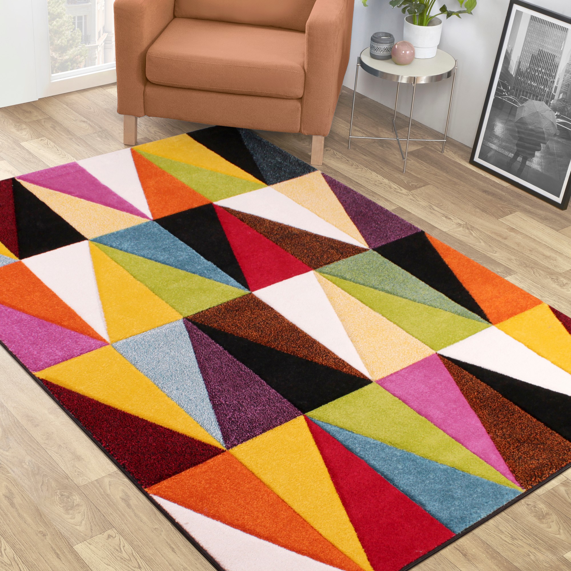 Spectra Tampa Carved Geometric Modern Rugs In Multi