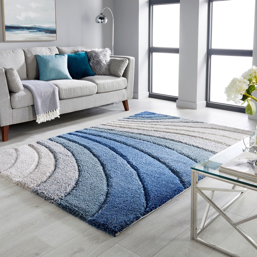 Dune Tidal Geometric Swirl Rugs in Grey Blue buy online from the rug ...