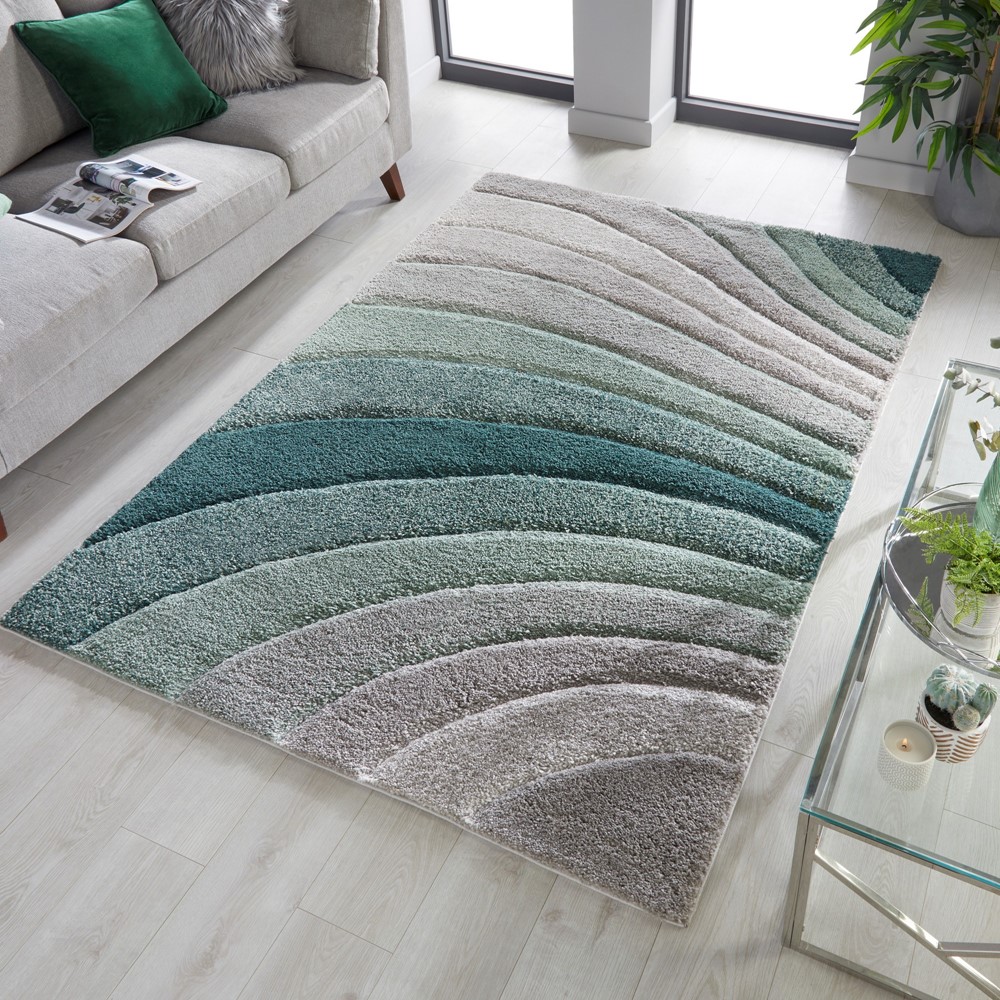 Dune Tidal Geometric Swirl Rugs in Grey Green buy online from the rug ...