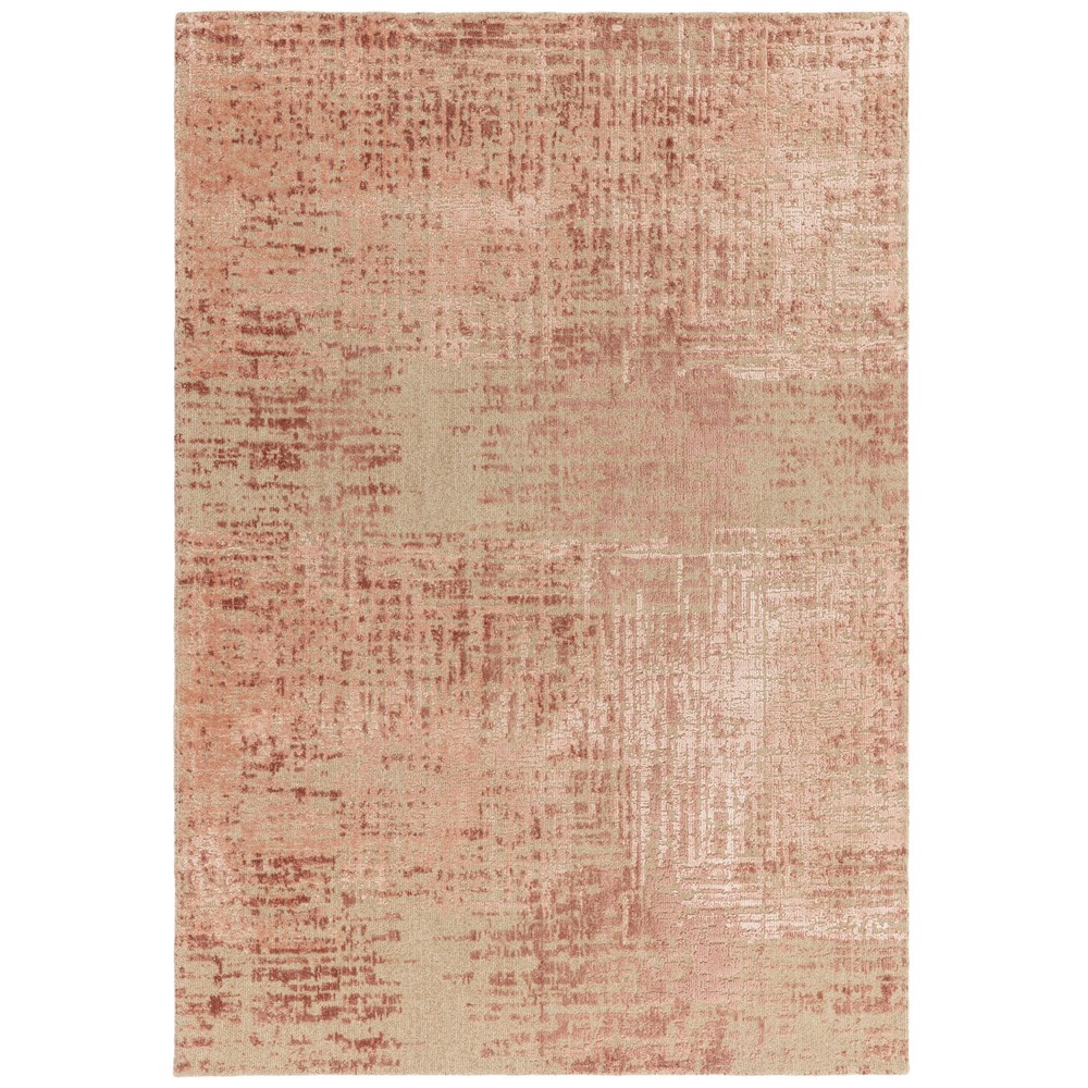 Torino Abstract Distressed Textured Wool Rugs in Terracotta Orange