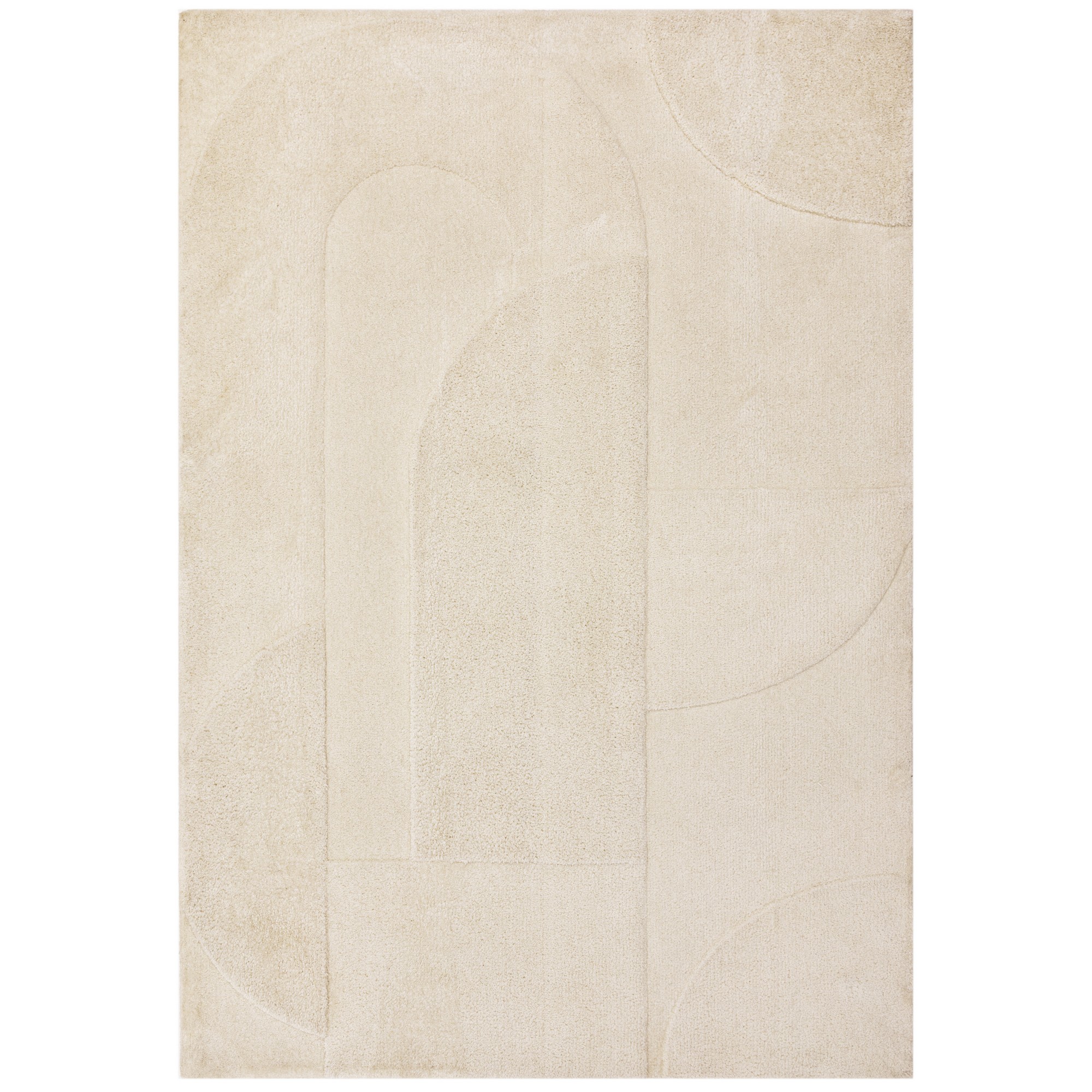 Tova Modern Plain Carved Geometric Rugs In Ivory White