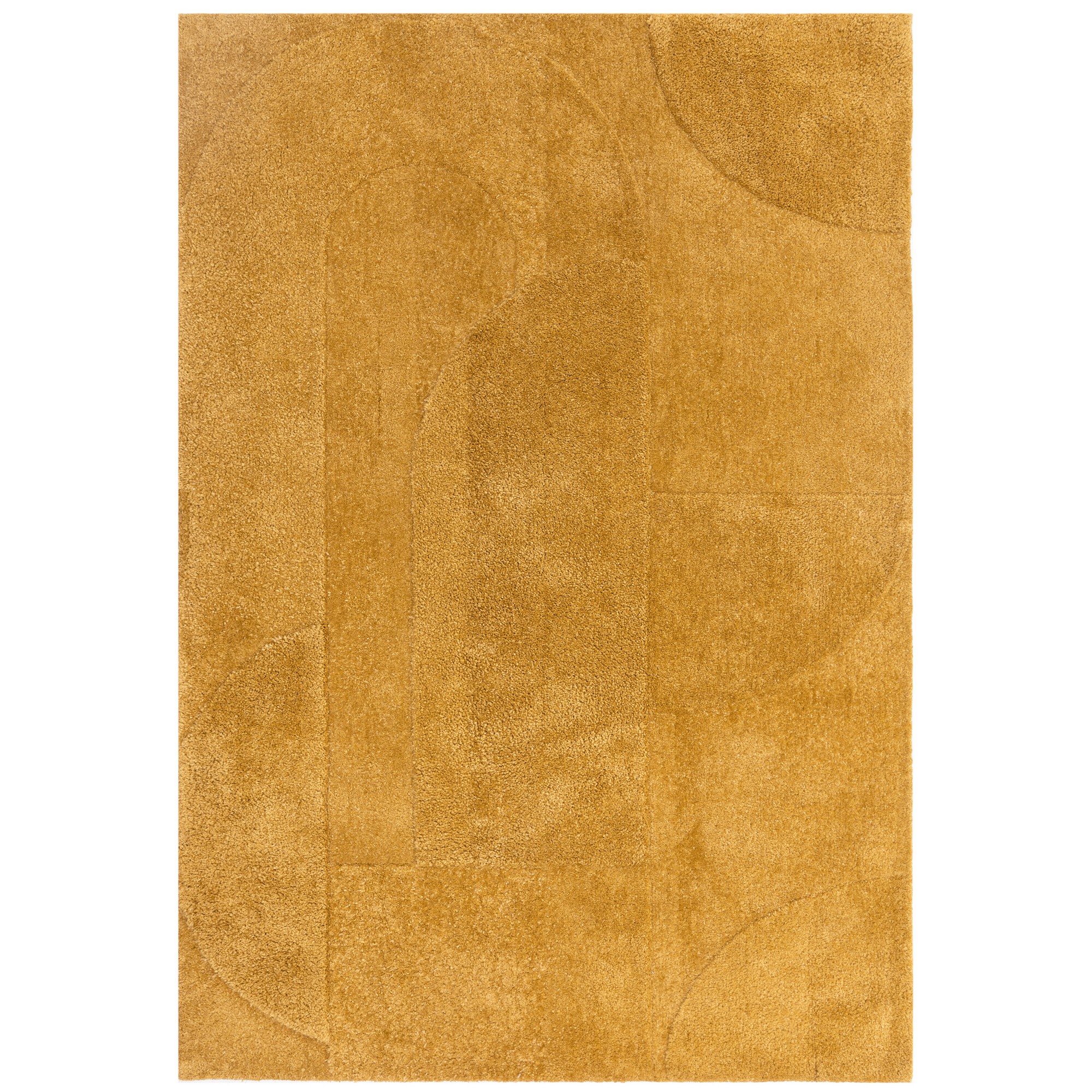 Tova Modern Plain Carved Geometric Rugs In Ochre Yellow