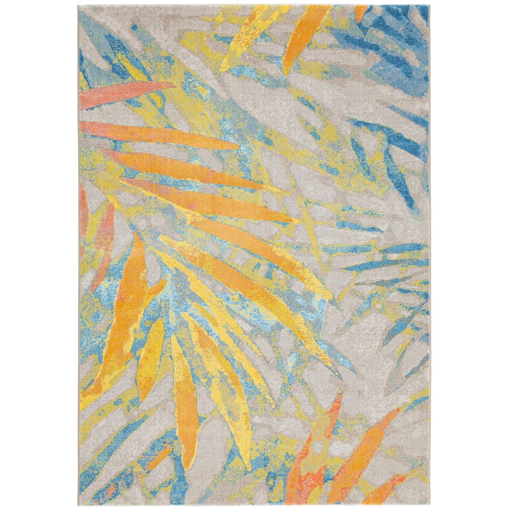 Tropicana Botanical Leaf Rug in Coral Pink