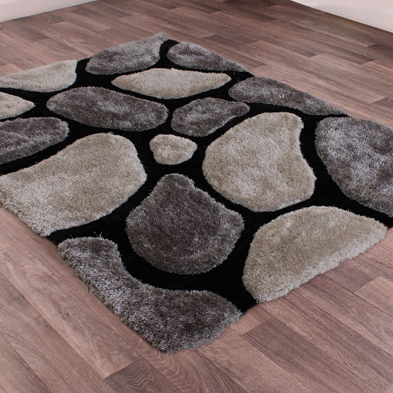 Stepping Stones Rugs in Black buy online from the rug seller uk