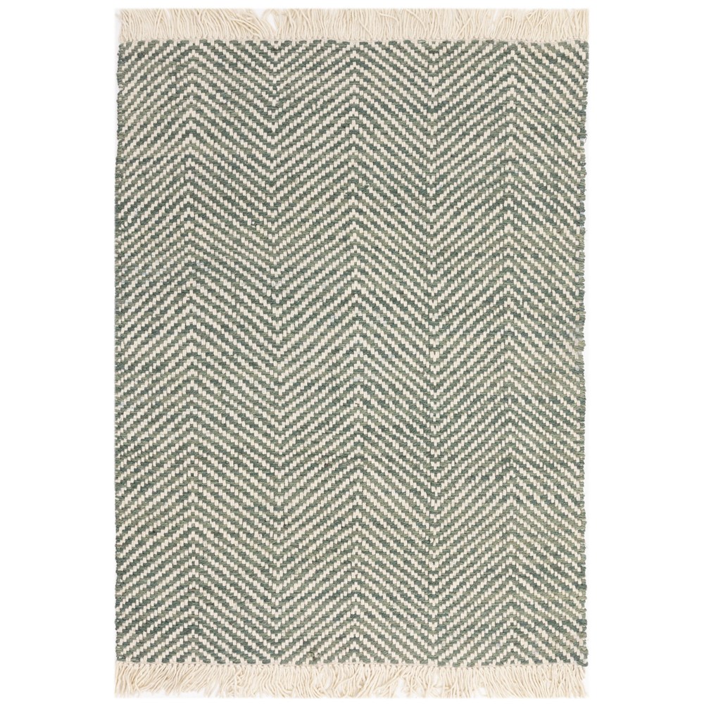 Vigo Flatweave Geometric Boho Jute Wool Rugs in Green