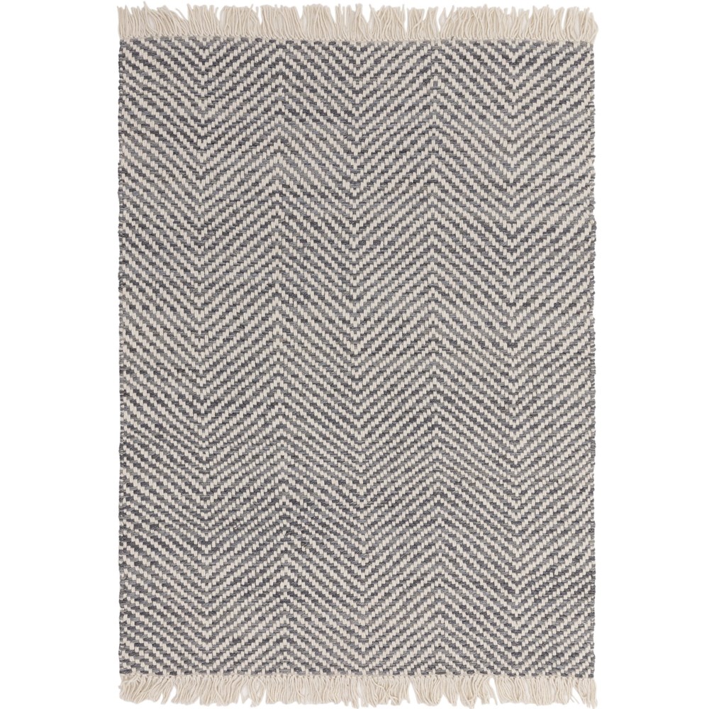 Vigo Flatweave Geometric Boho Jute Wool Rugs in Grey