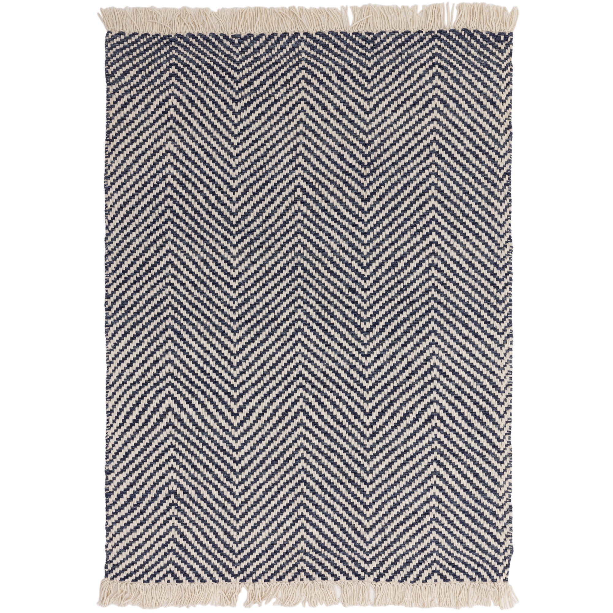 Vigo Flatweave Geometric Boho Jute Wool Rugs In Navy Blue