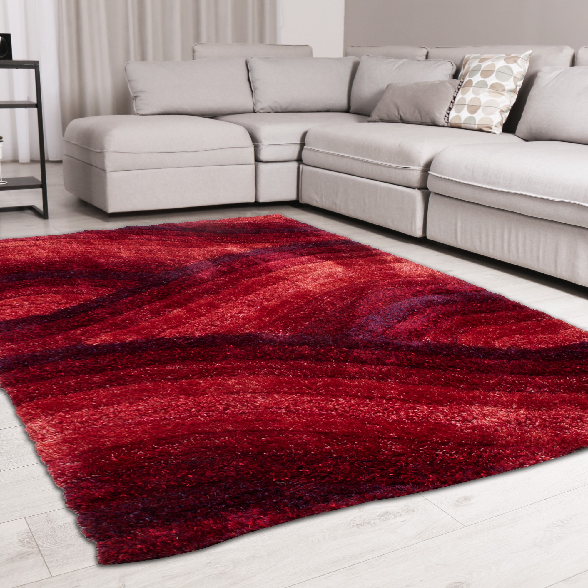 Wave 3d Shaggy Abstract Modern Rugs In Fuchsia Pink