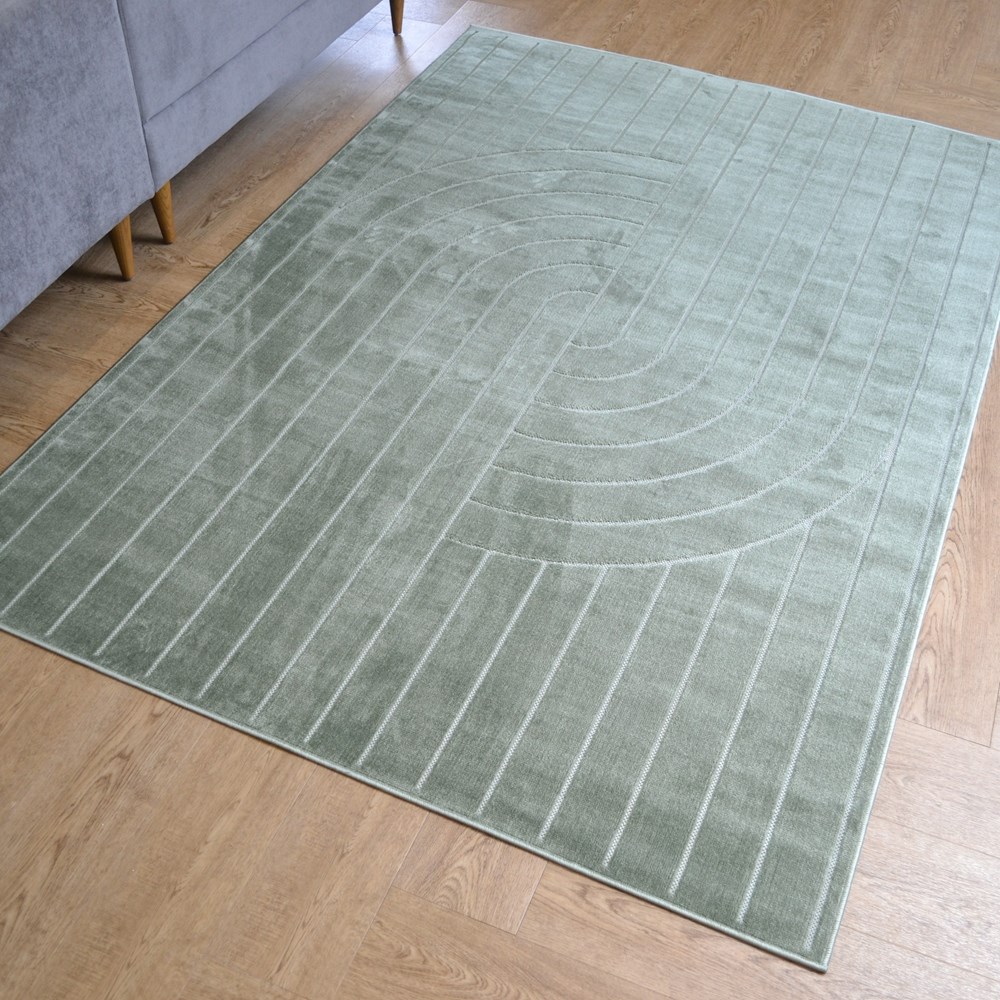 Savoy Zen Garden ZEN247 Carved Geometric Rugs in Green