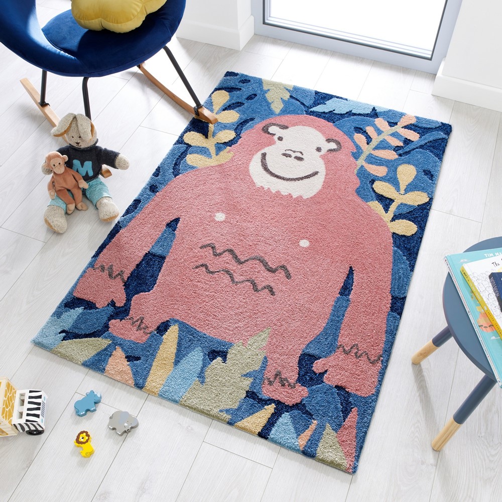 Zest Jungle Monkey Nursery Rugs in Brown Multi buy online from the rug ...